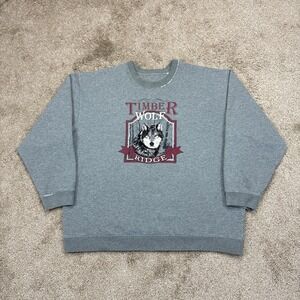 Vintage Timber Wolf Ridge Nature Distressed‎ Boxy Crewneck Sweatshirt XL